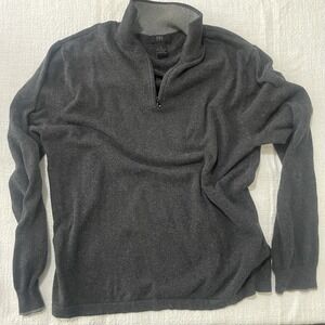 H&H Sweater Gray Quarter Zip Warm Men's Medium Cotton Cashmere Wool Grandpa Core